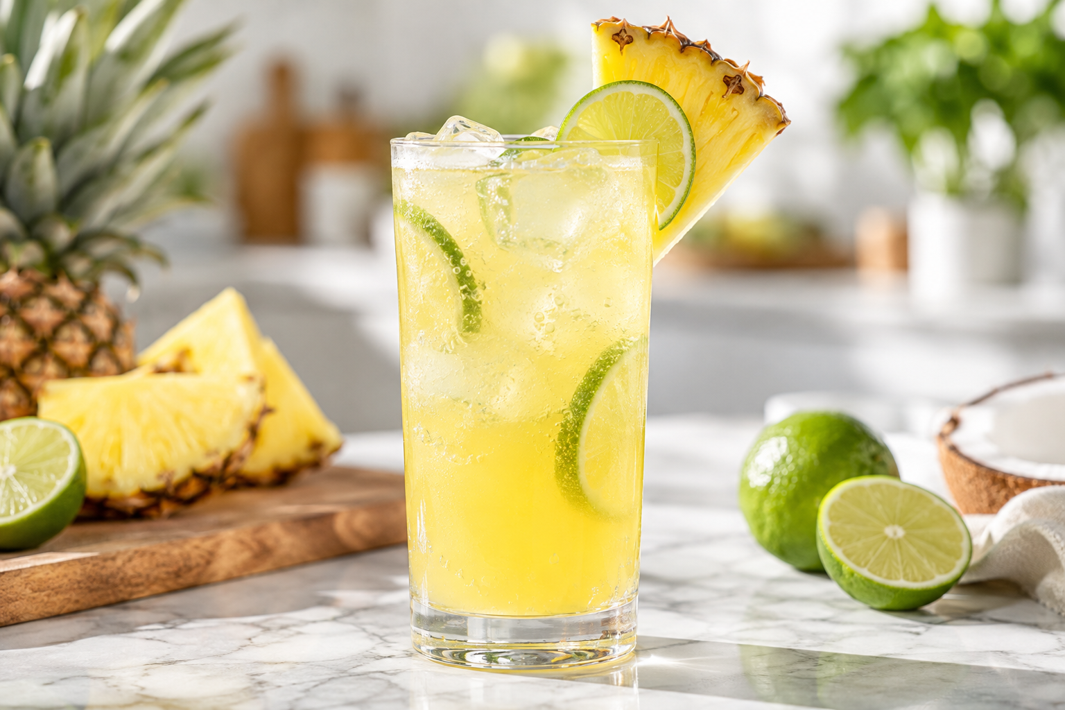 Ananas-Kokos-Regenerationsdrink fertig zubereitet