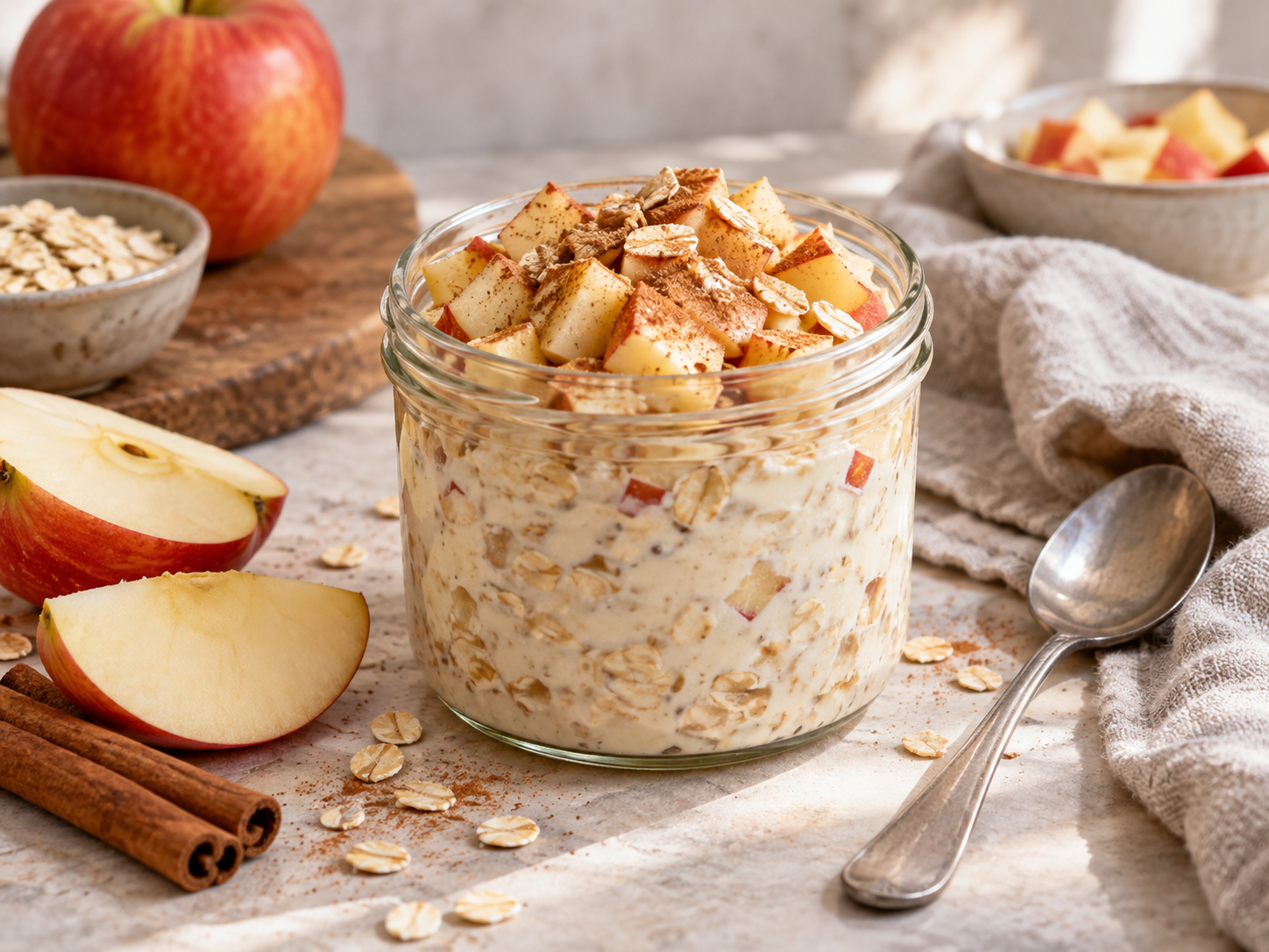 Apfelkuchen-Overnight-Oats mit Zimt