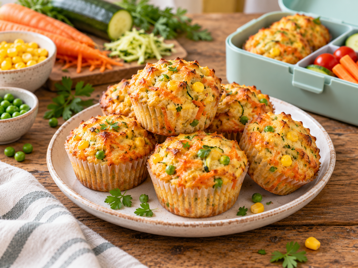 Gemüse-Muffins für die Brotdose fertig zubereitet