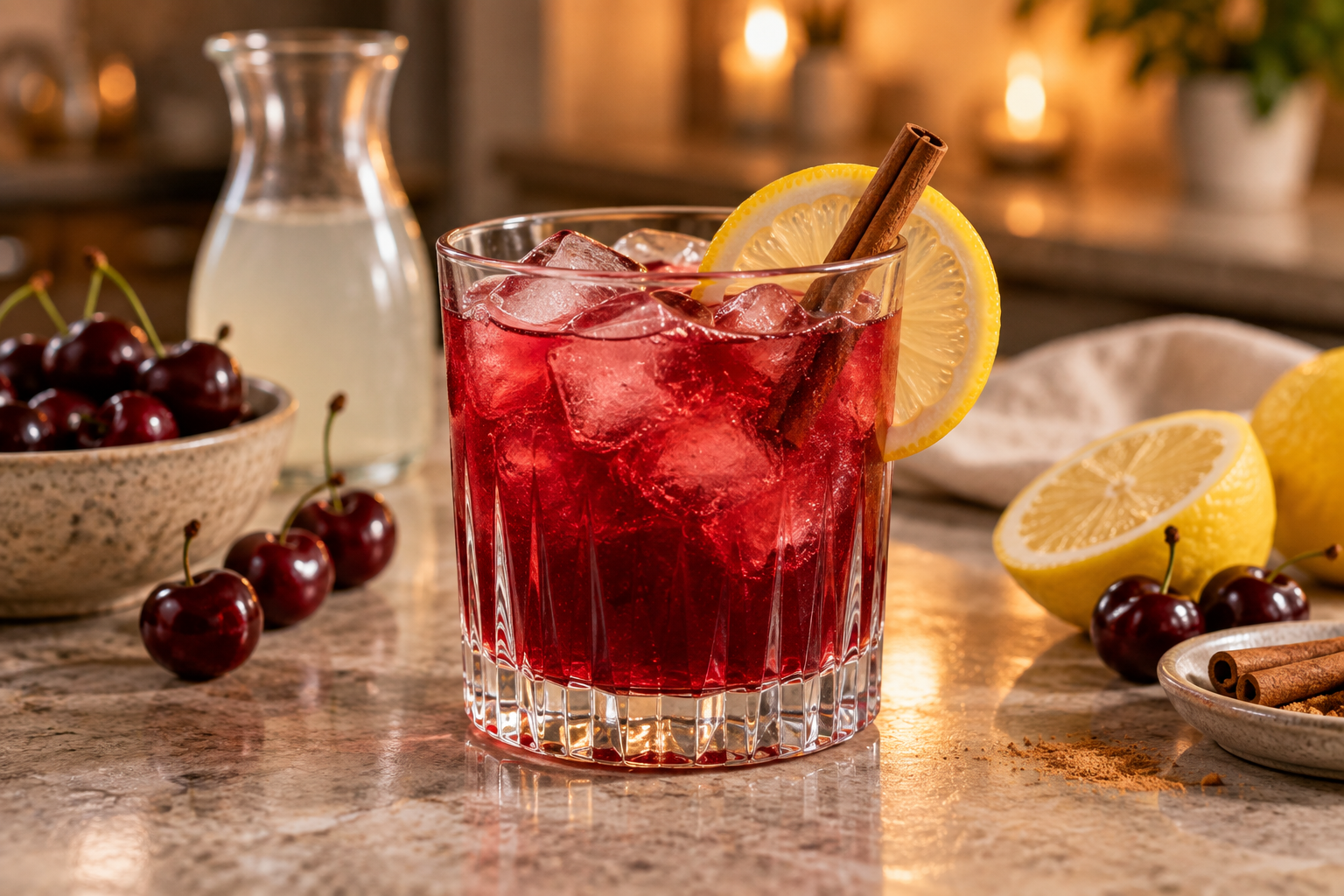 Kirsch-Zimt-Abenddrink fertig zubereitet