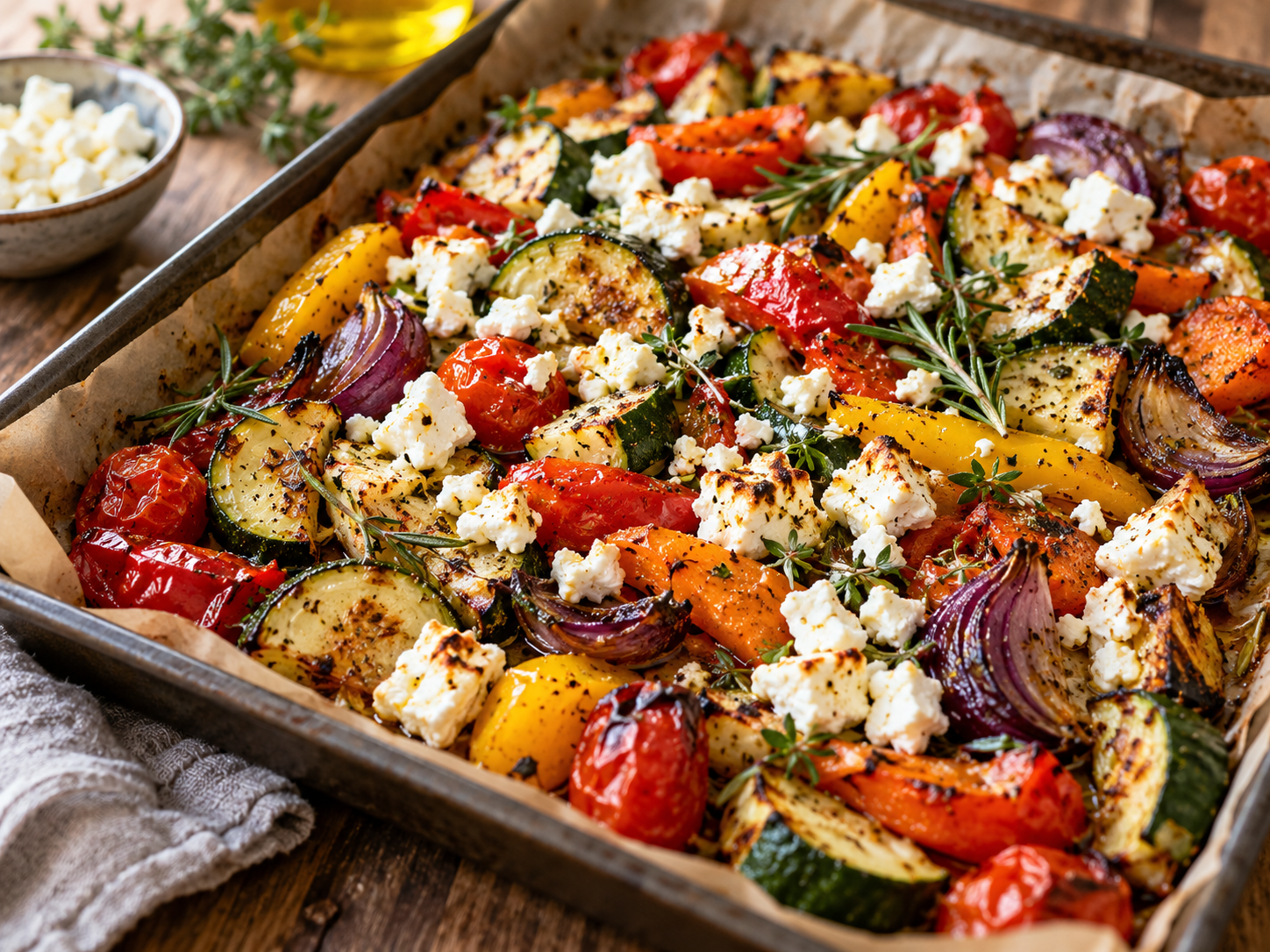 Ofengemüse mit Feta fertig zubereitet