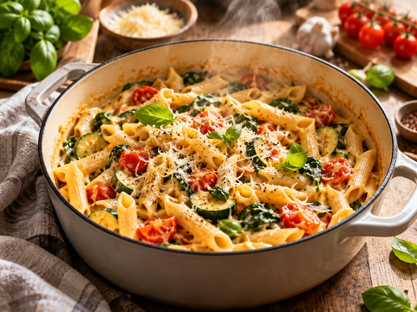 One-Pot-Nudeln in 20 Minuten fertig zubereitet