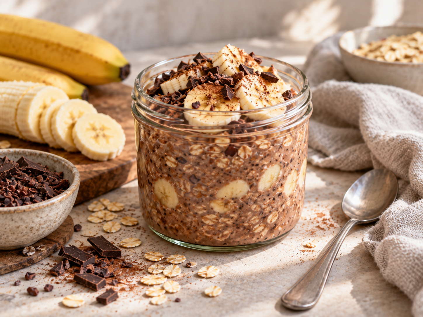 Schoko-Bananen-Overnight-Oats fertig zubereitet